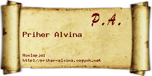 Priher Alvina névjegykártya